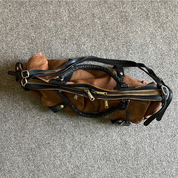 Gryson Jasper Leather Large Tote Shoulder Hand Bag Suede Lining Brown Black - Picture 14 of 16